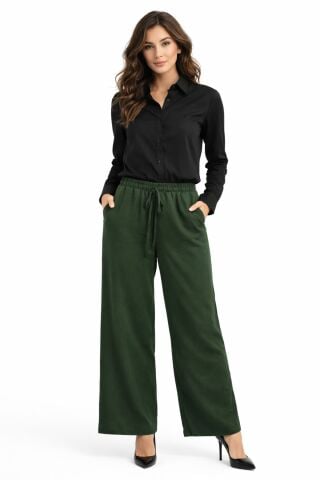 Kadın Beli Lastikli Bol Pantolon BGL-ST04216