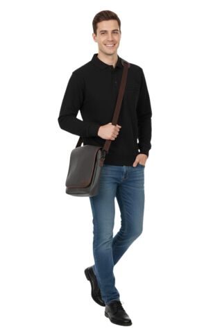 Erkek Büyük Beden Polo Yaka Cepli Selanik Sweatshirt BGL-ST04978 SİYAH - 4XL