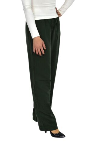 Kadın Beli Lastikli Bol Pantolon BGL-ST04216 YEŞİL - S