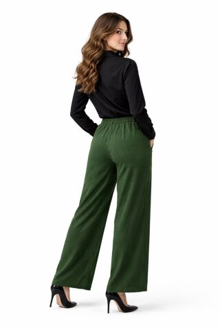 Kadın Beli Lastikli Bol Pantolon BGL-ST04216 YEŞİL - S
