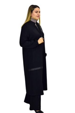 Kadın Kışlık Cepli Fermuarlı Kap Tunik BGL-ST03269 LACİVERT - 52