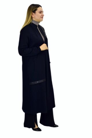 Kadın Kışlık Cepli Fermuarlı Kap Tunik BGL-ST03269 LACİVERT - 52