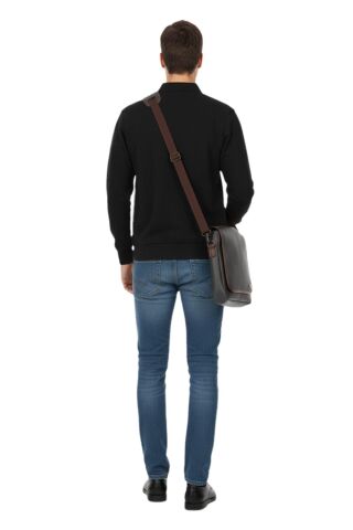 Erkek Büyük Beden Polo Yaka Cepli Selanik Sweatshirt BGL-ST04978 SİYAH - 5XL