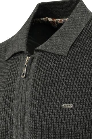 Erkek Polo Yaka Astarlı Triko Mont Fermuarlı 5208P BGL-ST05019 ANTRASİT - M