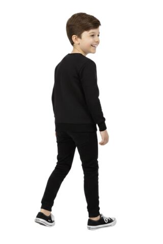 Erkek Çocuk Önü Baskılı Sweatshirt BGL-ST05245 SİYAH - 9 YAŞ