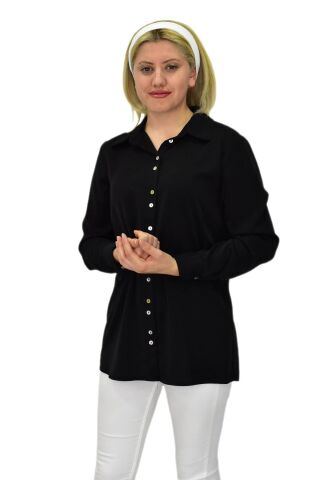 Kadın Uzun Kol Gömlek BGL-ST03719 SİYAH - 38