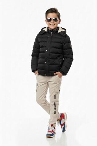 Erkek Çocuk Kapüşonlu Mont BGL-ST04885 SİYAH - 14 YAŞ