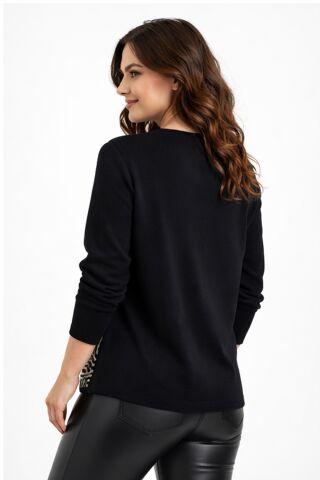 Kadın Zebra Desen Triko Kazak BGL-ST05286 KREM - M