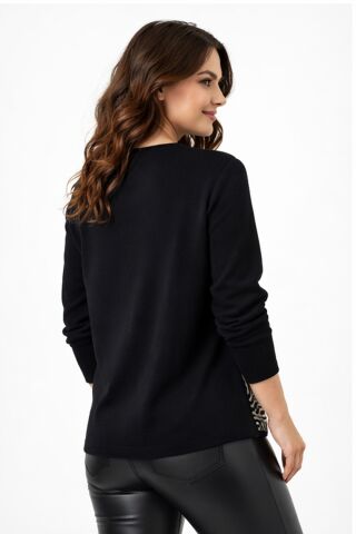 Kadın Zebra Desen Triko Kazak BGL-ST05286 KREM - M