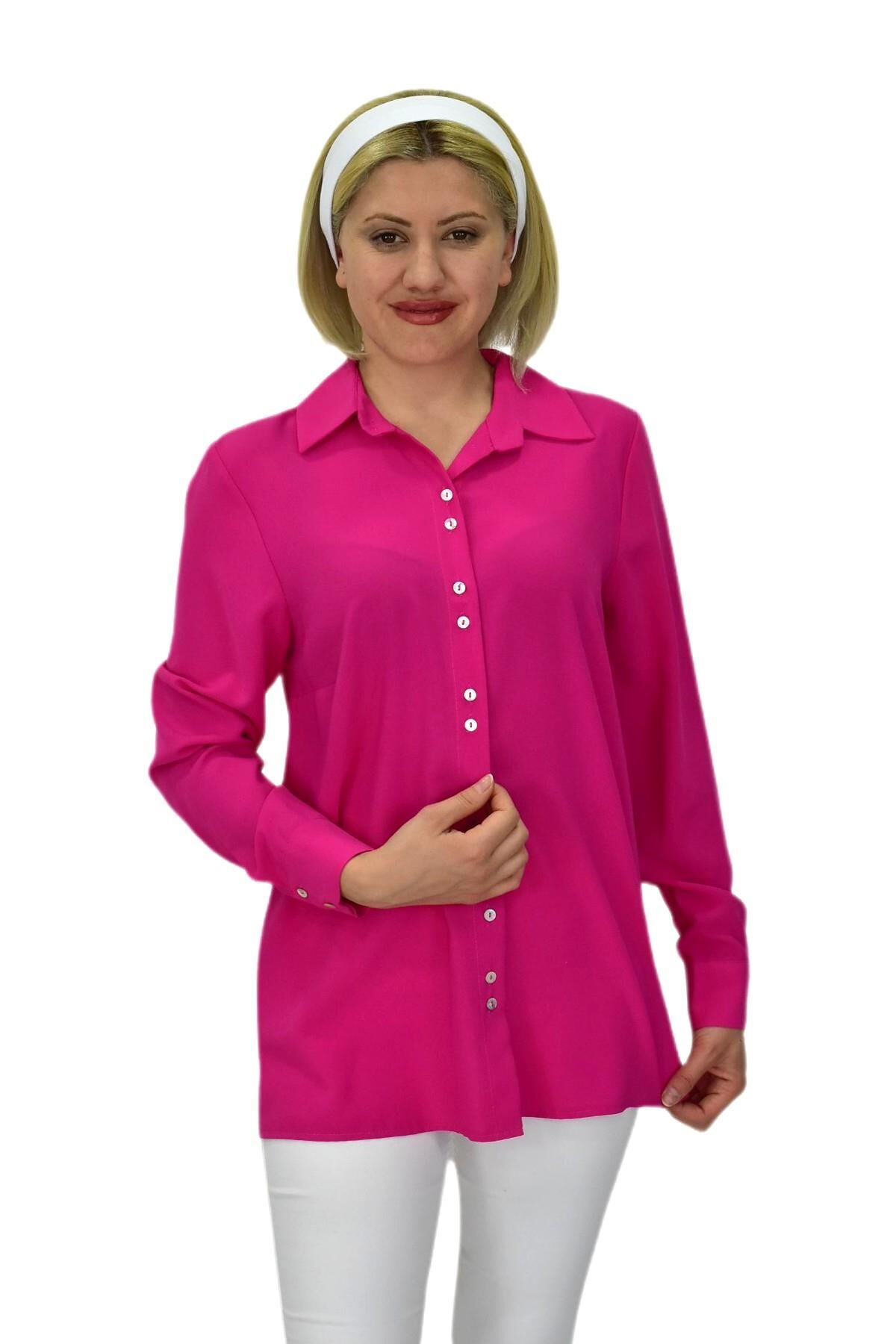 Kadın Uzun Kol Gömlek BGL-ST03719 FUŞYA - 40