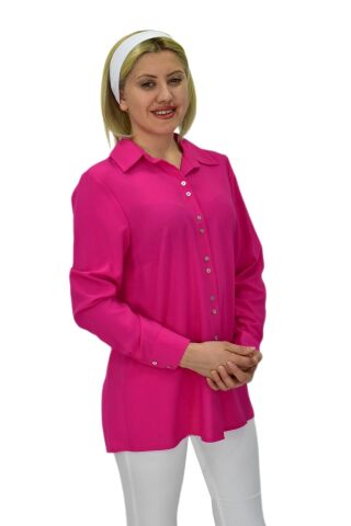 Kadın Uzun Kol Gömlek BGL-ST03719 FUŞYA - 40