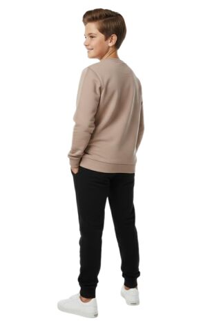 Erkek Çocuk Önü Baskılı Sweatshirt Ve Eşofman Alt Takım BGL-ST05247 BEJ - 13 YAŞ