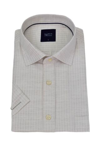 Erkek Klasik Kısa Kol Gömlek  9526 BGL-ST04748 BEJ - XL