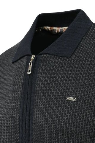 Erkek Polo Yaka Astarlı Triko Mont Fermuarlı 5208P BGL-ST05019 LACİVERT - L