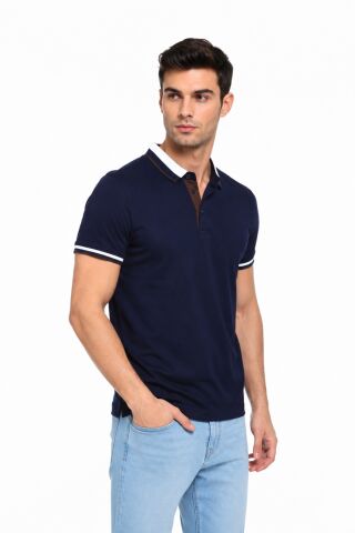Erkek Polo Yaka Kısa Kollu Tişört Regular Kalıp T6096 BGL-ST05549 LACİVERT - 2XL