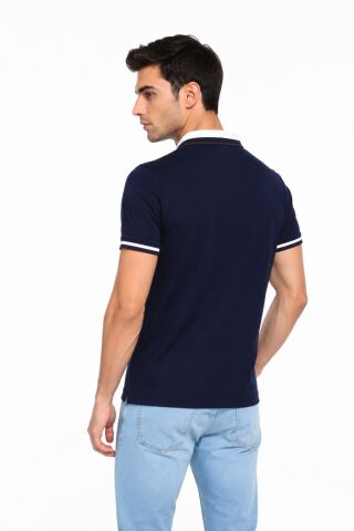 Erkek Polo Yaka Kısa Kollu Tişört Regular Kalıp T6096 BGL-ST05549 LACİVERT - 2XL
