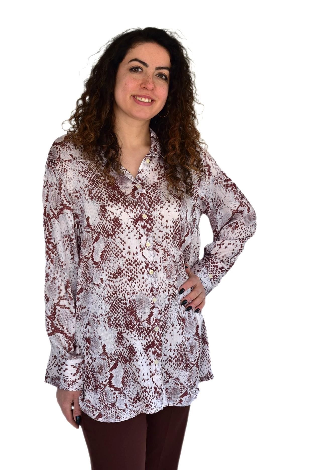 Kadın Leopar Desen Şifon Gömlek BGL-ST04235