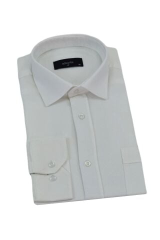Erkek Klasik Tek Cepli Uzun Kol Gömlek BGL-ST04338 BEYAZ - 2XL