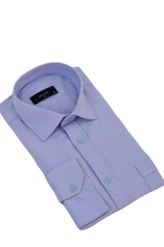 Erkek Klasik Tek Cepli Uzun Kol Gömlek BGL-ST04338 BUZ.MAVİ - S