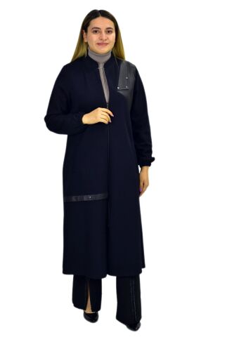 Kadın Kışlık Cepli Fermuarlı Kap Tunik BGL-ST03269 LACİVERT - 52