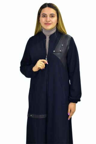 Kadın Kışlık Cepli Fermuarlı Kap Tunik BGL-ST03269 LACİVERT - 52