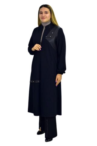 Kadın Kışlık Cepli Fermuarlı Kap Tunik BGL-ST03269 LACİVERT - 52
