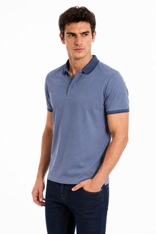 Erkek Polo Yaka Kısa Kollu Tişört Regular Kalıp T6092 BGL-ST05550 MAVİ - XL