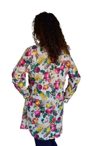 Kadın Çiçekli Desen Viscon Gömlek BGL-ST04238 PEMBE - 46