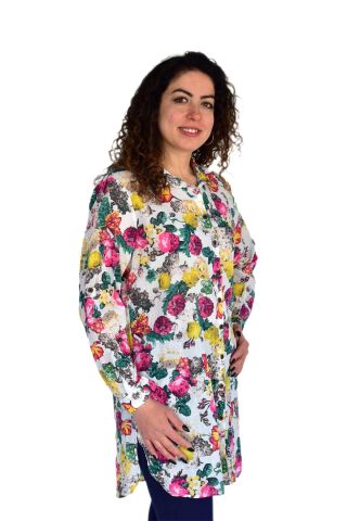 Kadın Çiçekli Desen Viscon Gömlek BGL-ST04238 PEMBE - 46