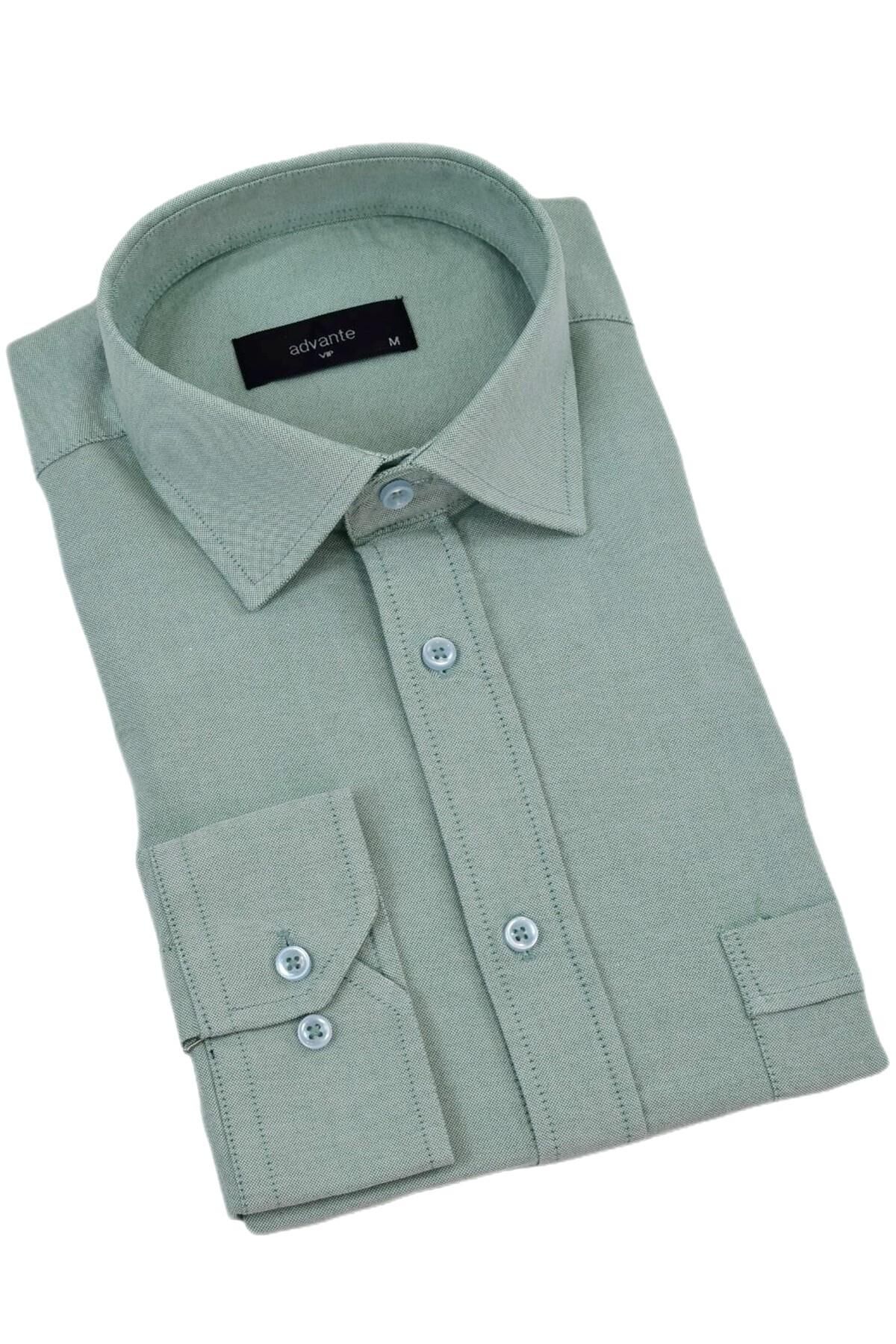 Erkek Klasik Tek Cepli Uzun Kol Gömlek BGL-ST04338 ELMA - XL