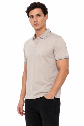 Erkek Polo Yaka Kısa Kollu Tişört Regular Kalıp T6092 BGL-ST05550 TAŞ - XL