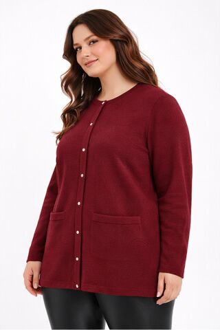 Kadın Anne Triko Hırka Kabartma Şal Desen BGL-ST05303 BORDO - L