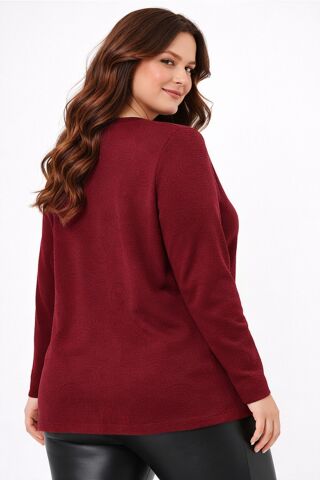 Kadın Anne Triko Hırka Kabartma Şal Desen BGL-ST05303 BORDO - L