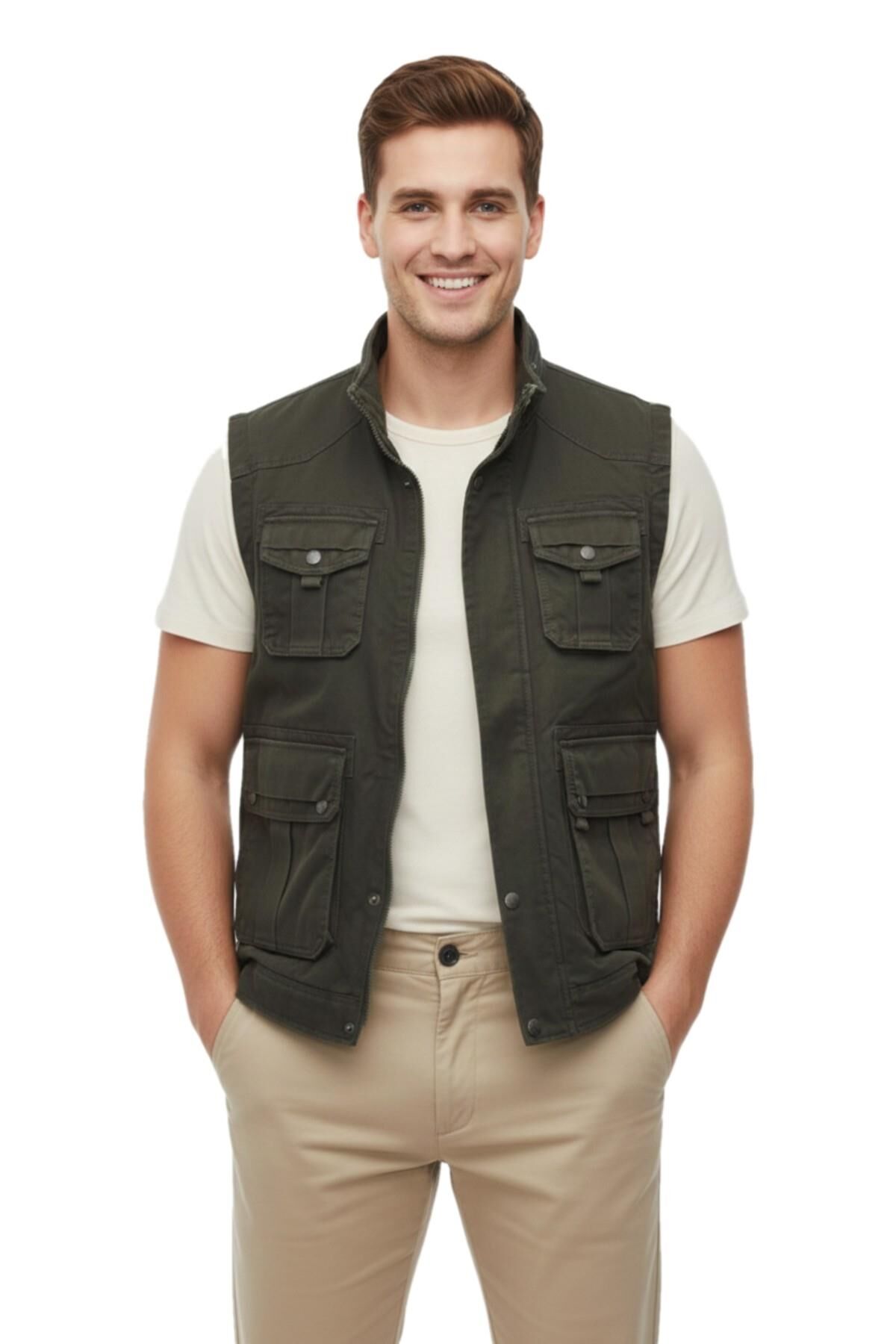Erkek Kışlık İçi Peluş Spor Avcı Yelek 4100 BGL-ST04996 HAKİ - XL