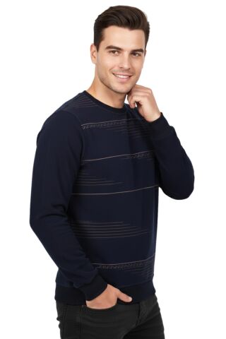 Erkek Sıfır Yaka Sweatshirt BGL-ST04863 EKRU - 3XL