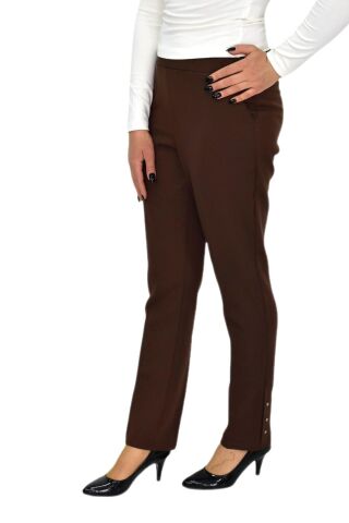 Kadın Paça Puntalı Beli Lastikli Kumaş Pantolon BGL-ST04323 SİYAH - 50