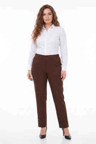 Kadın Paça Puntalı Beli Lastikli Kumaş Pantolon BGL-ST04323