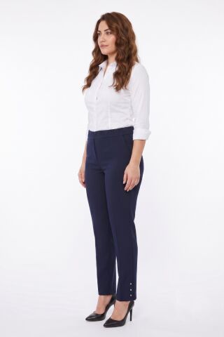 Kadın Paça Puntalı Beli Lastikli Kumaş Pantolon BGL-ST04323 SİYAH - 52