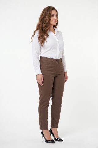 Kadın Kanvas Bilek Pantolon Kemer Lastikli Düğmeli BGL-ST05056 VİZON - 44