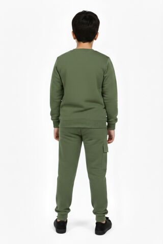 Erkek Çocuk Önü Baskılı Sweatshirt Ve Eşofman Alt Takım BGL-ST05248 VİZON - 9 YAŞ