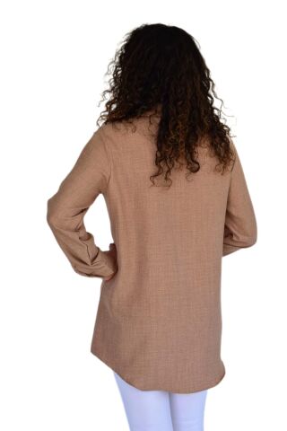 Kadın Tek Cep Kapaklı Ayrobin Gömlek BGL-ST03725 CAMEL - 44