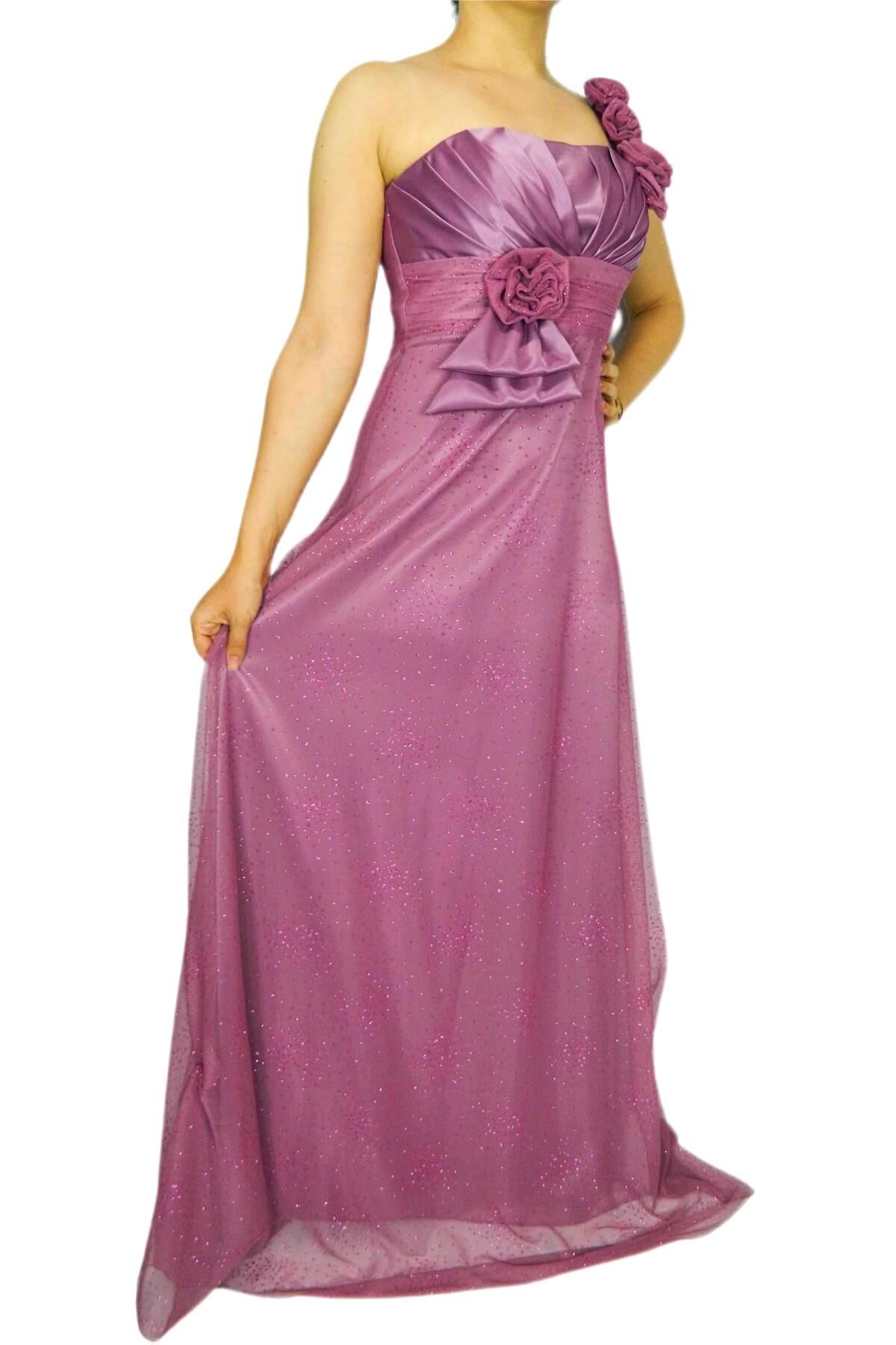 Kadın Simli Uzun Abiye Elbise PRT77070 PEMBE - 42