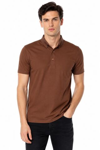 Erkek Polo Yaka Kısa Kollu Tişört Regular Kalıp T6073 BGL-ST05551 KİREMİT - XL
