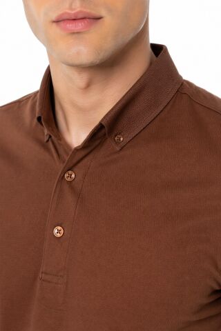 Erkek Polo Yaka Kısa Kollu Tişört Regular Kalıp T6073 BGL-ST05551 KİREMİT - XL