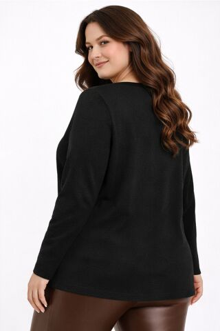 Kadın Anne Triko Hırka Kabartma Şal Desen BGL-ST05303 SİYAH - XL