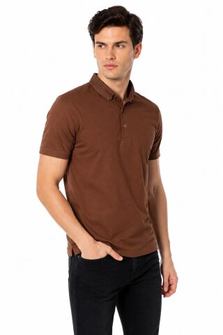 Erkek Polo Yaka Kısa Kollu Tişört Regular Kalıp T6073 BGL-ST05551 KİREMİT - 2XL