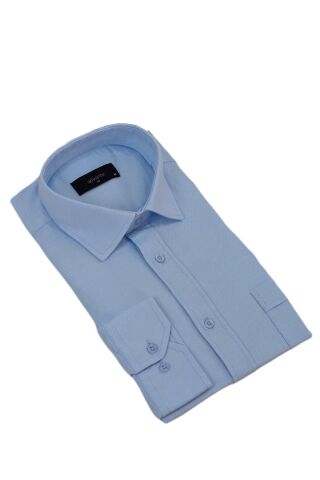 Erkek Klasik Tek Cepli Uzun Kol Gömlek BGL-ST04338 MİNT-YEŞİLİ - 2XL