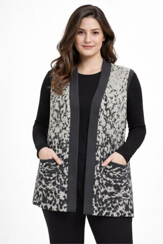 Kadın Anne Triko Yelek Kar Desen BGL-ST05301
