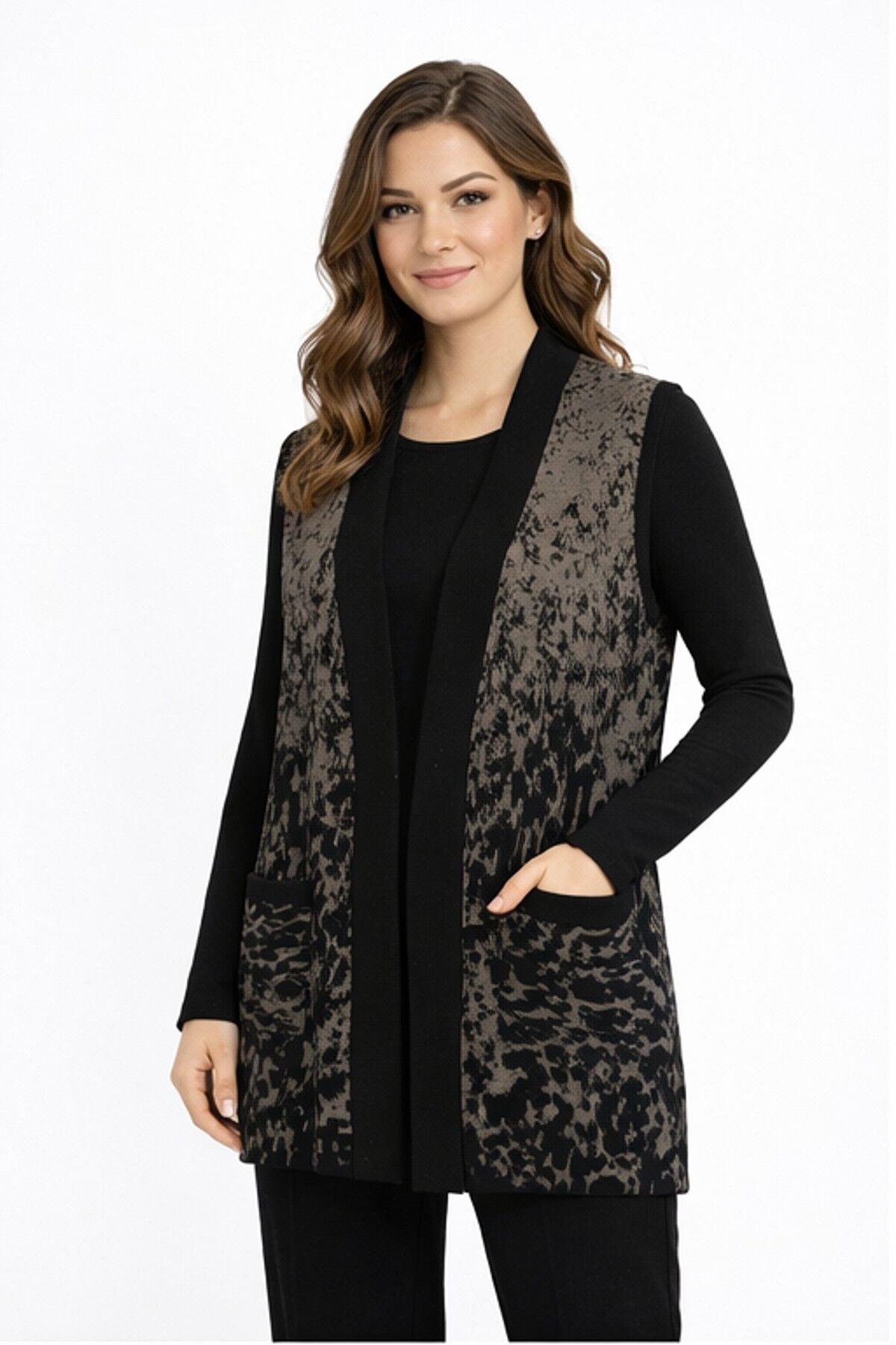 Kadın Anne Triko Yelek Kar Desen BGL-ST05301