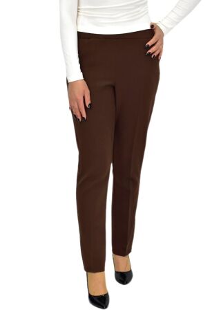 Kadın Paça Puntalı Beli Lastikli Kumaş Pantolon BGL-ST04323 KAHVE - 42